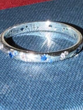 Sterling Silver Blue Sapphire Accent Bangle Bracelet